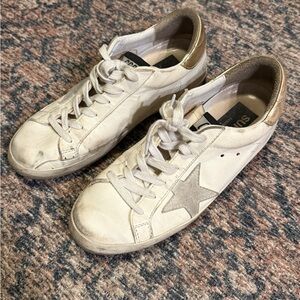 Golden Goose Cream Sneakers with Silver Star